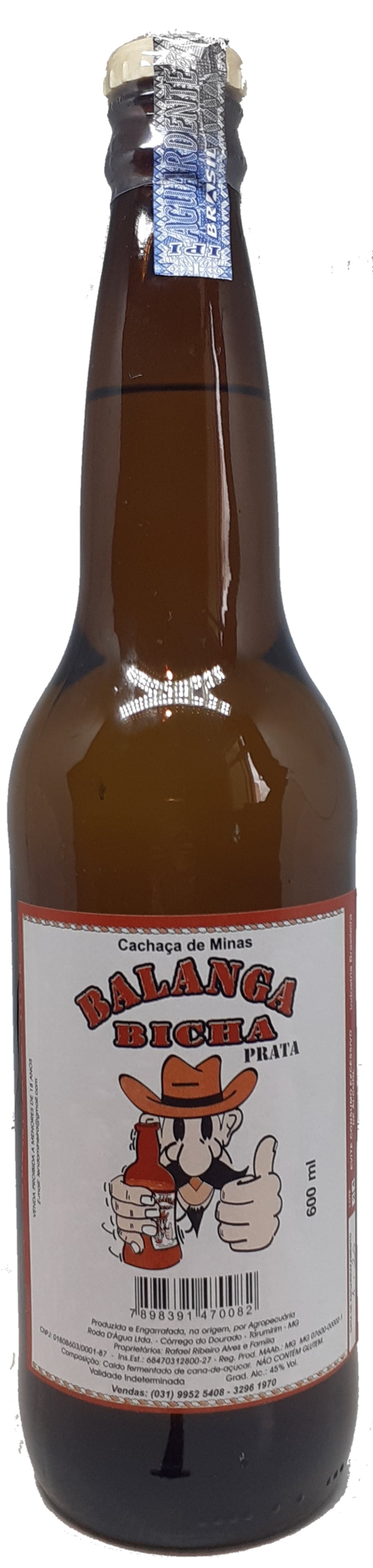 Cachaça Balanga Bicha Prata 600 ml